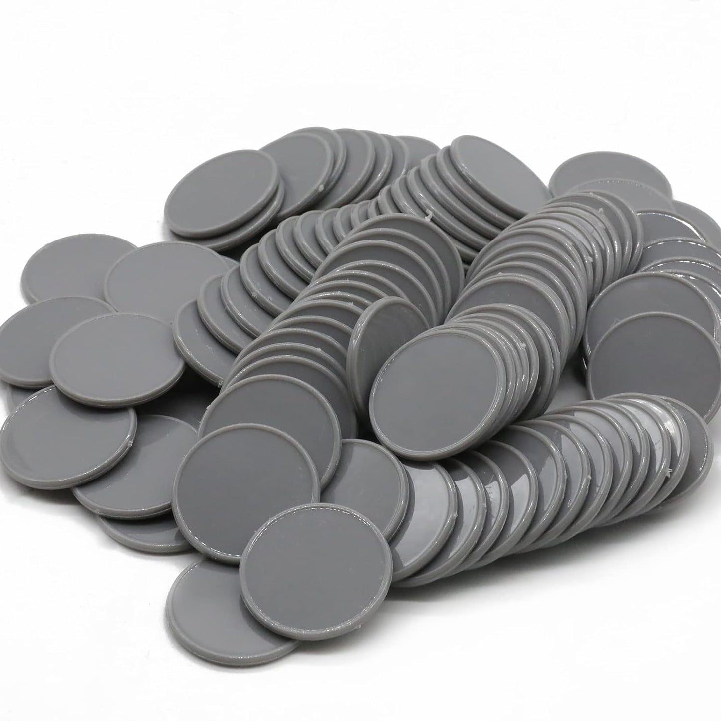 Set of 100 Opaque Plastic Learning Counters Mini Poker Chips Game Tokens with Storage Box (Gray, 1.58 Inch)