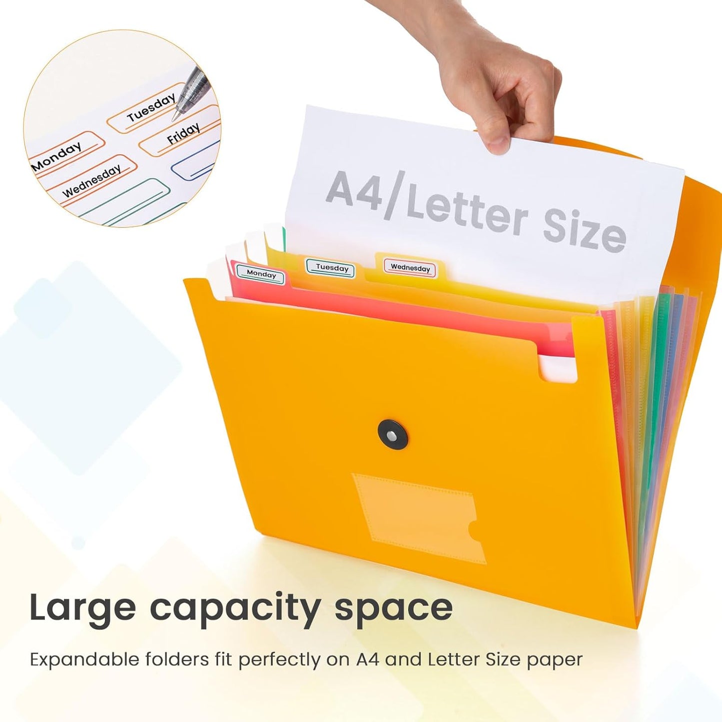 5 Pack 7-Pockets Expanding File Folder Accordion File Organizer, A4 Letter Size Paper Document Receipt Holder for School Office Supplies