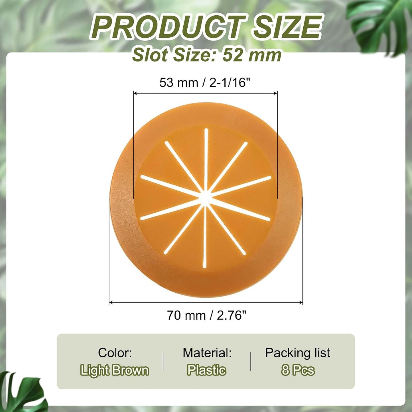 PATIKIL Desk Grommet 2-1/16", 8 Pcs Round Cable Grommet Cord Hole Cover with Adhesive Tape Flexible Table Wire Organizer for Office Home Table Countertop, Light Brown