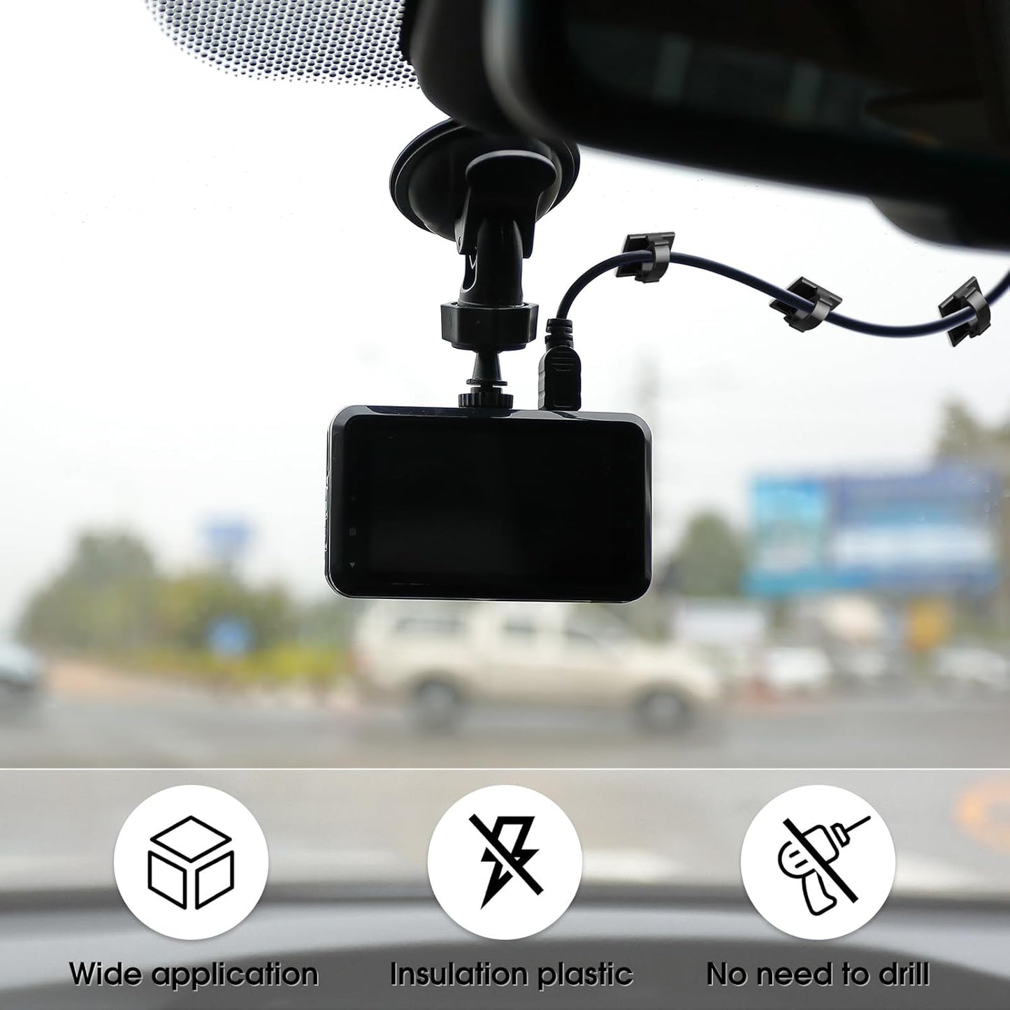 EBOOT 500 Pieces Adhesive Cable Clips Wire Clips Cable Wire Management Wire Cable Holder Clamps Cable Tie Holder for Car, Office and Home