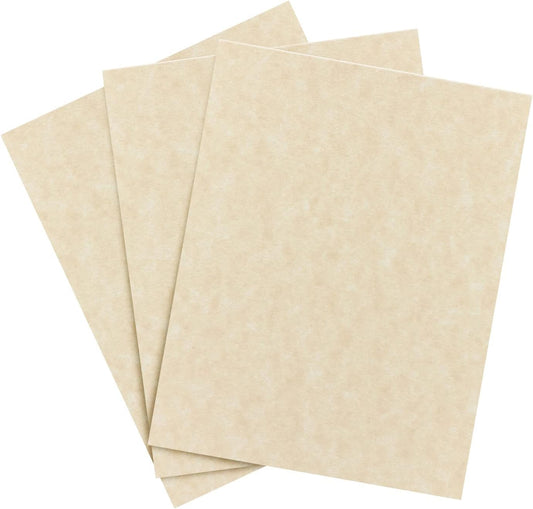 Aged Parchment Paper – Great for Certificates, Menus and Wedding Invitations | 24lb Bond / 60lb Text / 90GSM | 8.5" x 11" (Letter Size) Paper for Writing, Copy, Printing | 100 Sheets per Pack