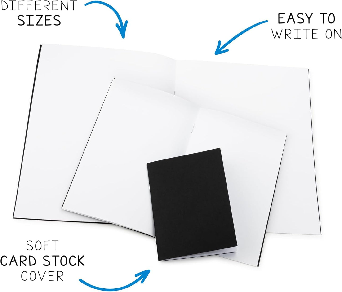 Hygloss Blank Books 8.5 x 11 Inches - 6 Pack – Black Color Paperback for Drawing & Writing – Empty Books for Journaling, Sketching or Arts & Craft