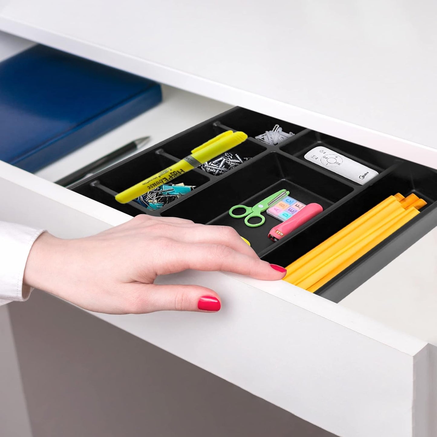 Manaloom Extra Deep Drawer Organizer Tray - 8 Compartment Desk Drawer Tray Dividers - 2 Pack