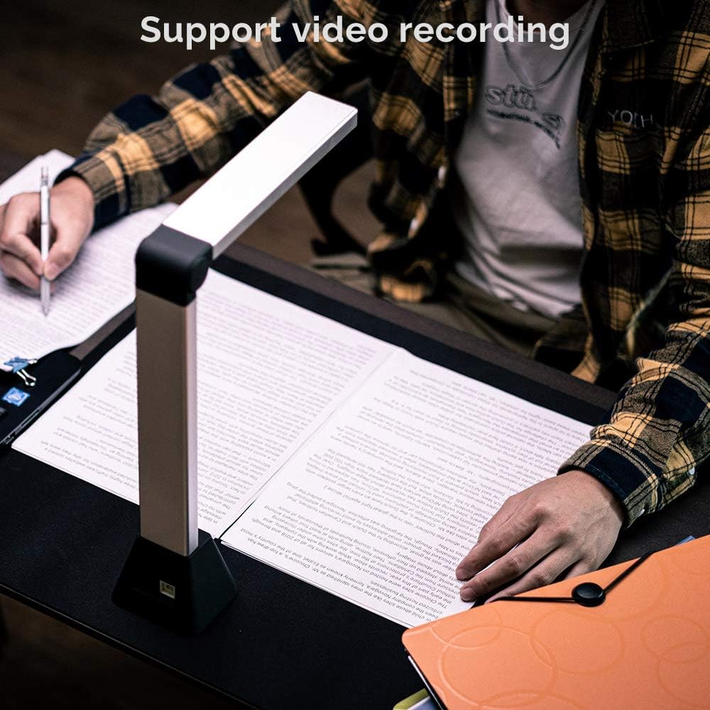 D800 Portable Document Camera: High Definition 13MP Document Scanner USB Visualizer Capture Size A3 Multilingual OCR Detection for Remote Lessons Office and Education, Not Compatible with Mac