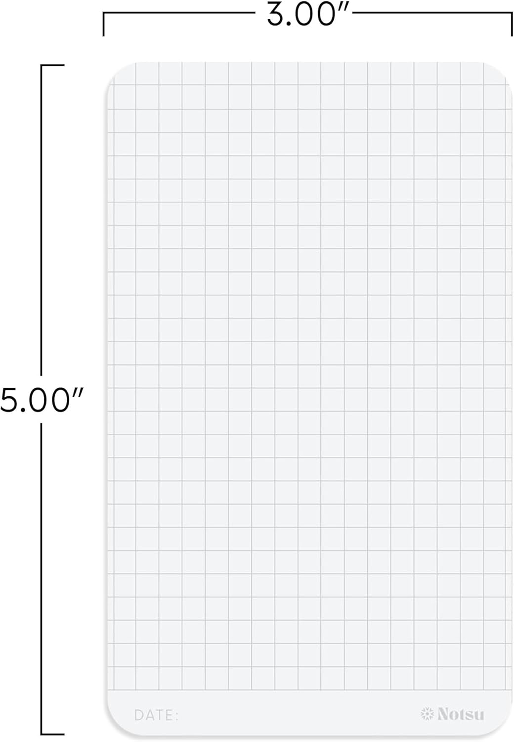 Notsu Graph Grid Index Cards 3x5 inch, 50 ct | Thick Graphing Note Cards w/Rounded Corners | Premium Heavy Duty Paper 350 gsm