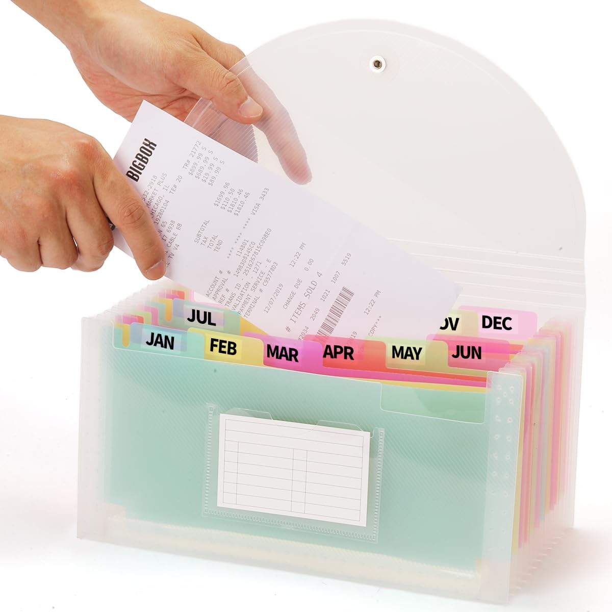 H4D Check Size 13 Pocket Expanding File Folder, Accordion File Organizer Wallet Case for Coupon Receipt Storage, 10 x 5.5 inches, Rainbow Color