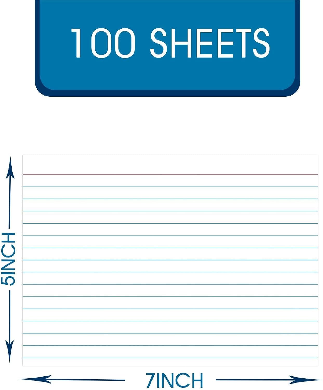 White Index Cards 5x7, Ruled Index Cards, Flash Cards for Studying, File Note Cards, Study Cards, Flash Cards, 100 Pcs Lined Index Flashcards for Office and School Supplies