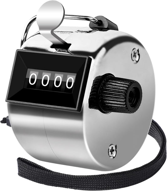 FEBSNOW Handheld Tally Counter Clicker 4 Digital Number Click Counter for School Event Golf Sports Office Stadium