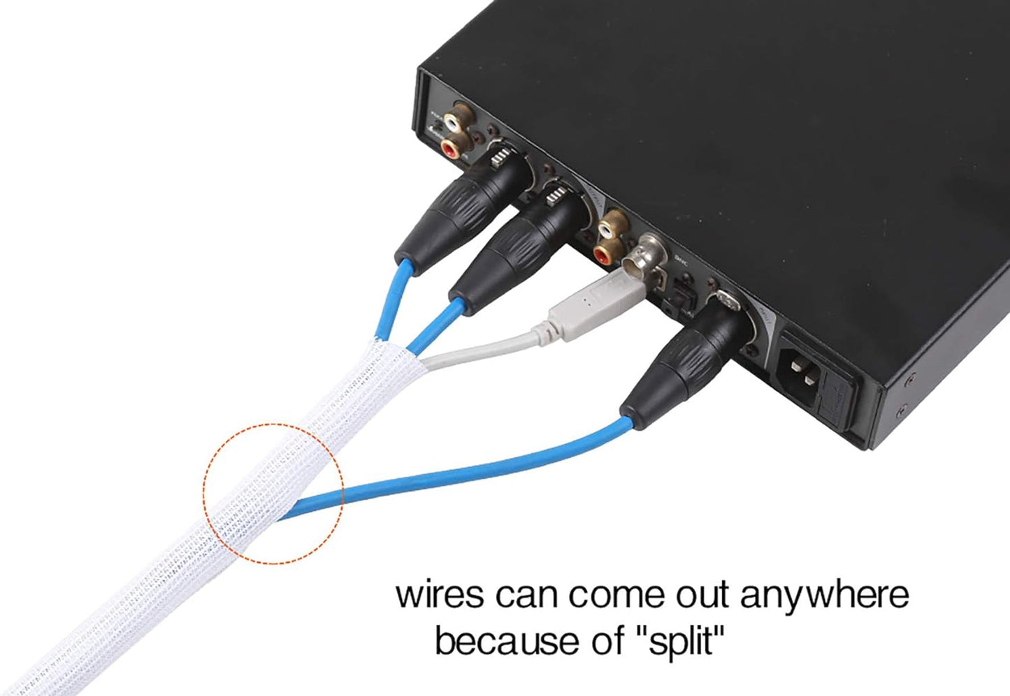 Alex Tech 25ft - 3/8 inch Cord Protector Wire Loom Tubing Cable Sleeve Split Sleeving for USB Cable Power Cord Audio Video Cable - Protect Cat from Chewing Cords - White