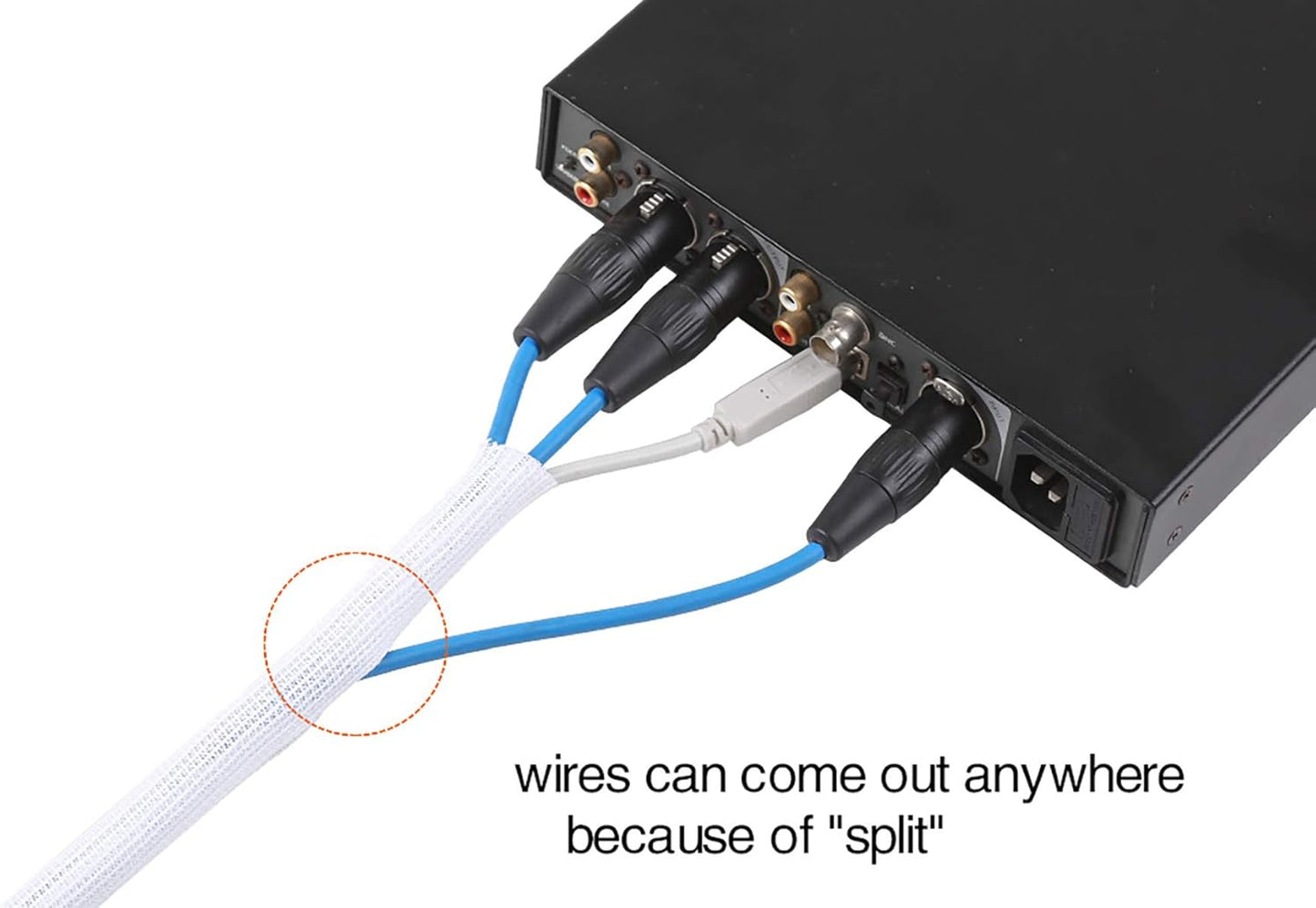 Alex Tech 10ft - 1.25 inch Cord Protector Wire Loom Tubing Cable Sleeve Split Sleeving for USB Cable Power Cord Audio Video Cable - Protect Cat from Chewing Cords - White