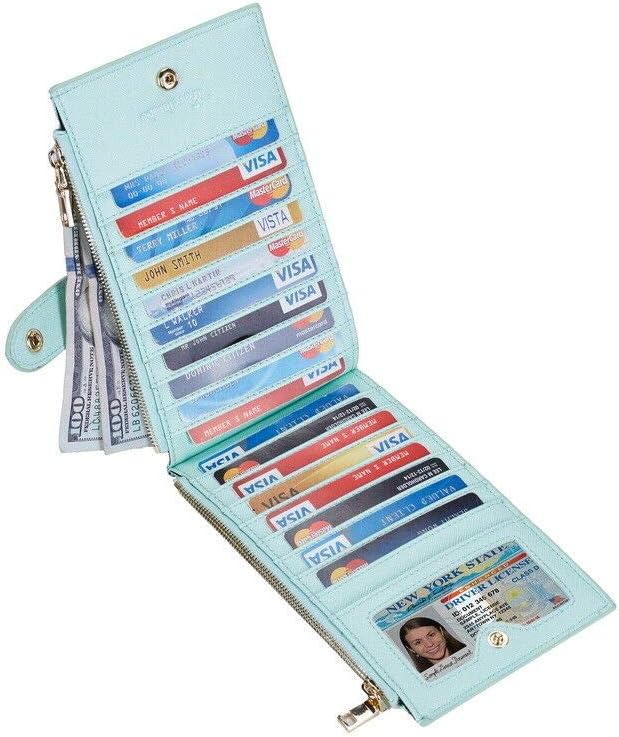 Travelambo RFID Wallet Women Large Size Bifold Multi Card Wallet Case with Zipper Pocke Credit Card Holder for Women