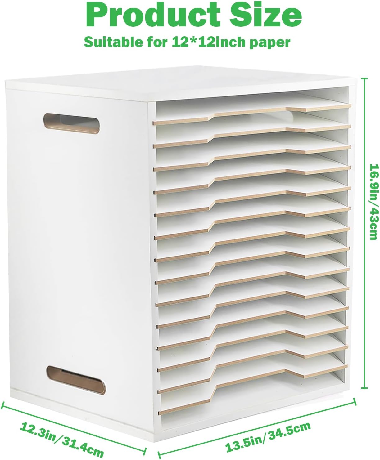 13"x16" Wooden Construction Paper Organizer, 15 Tier Larger Size Literature Organizer with Adjustable Shelves Letter Mail Tray Craft & Stamp Stackable Cardstock Storage Rack for Home Office Classrooms