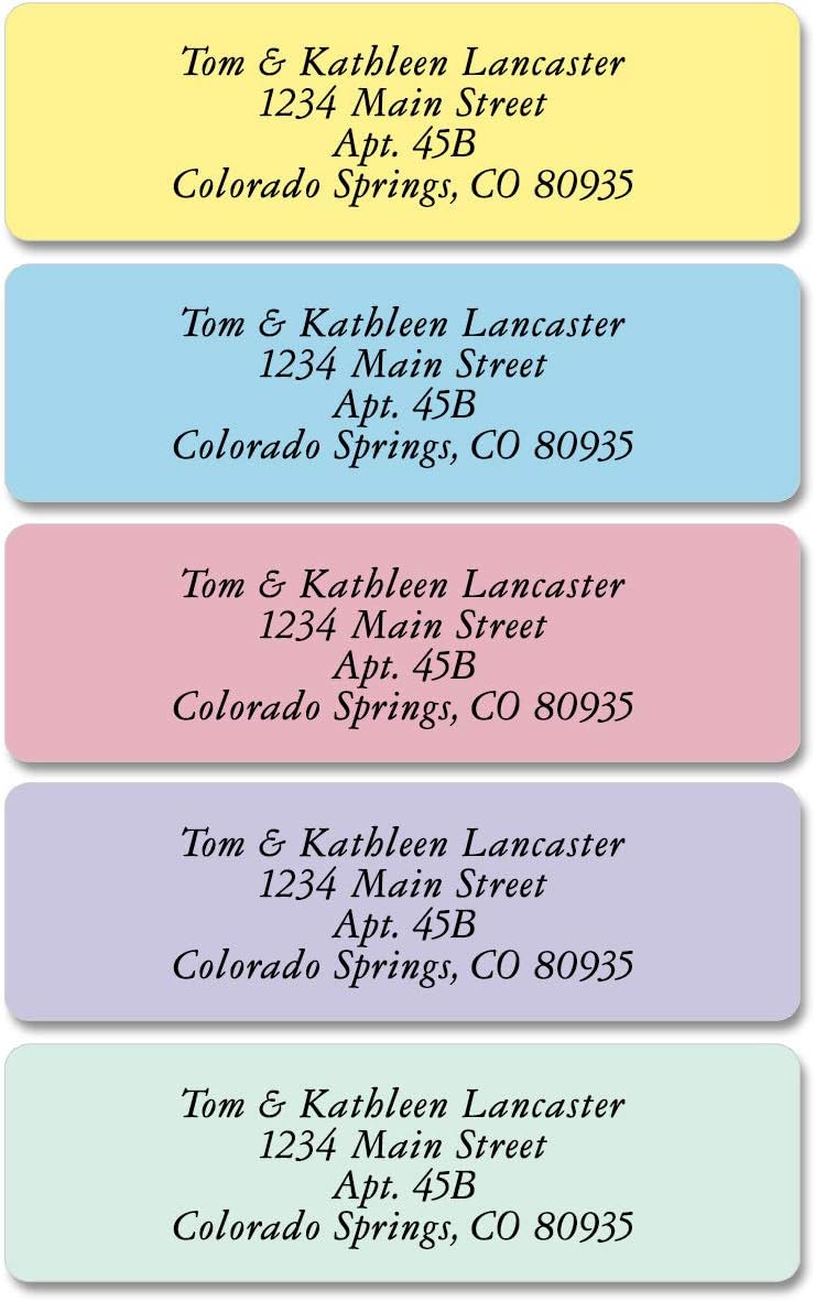 Colorful Images Pastel Multicolor Rolled Return Address Mailing Labels with Dispenser, Customize with Name & Shipping Address, 500 Self Adhesive, Easy Peel Sticker Label Roll, 3/4" x 2 1/2"