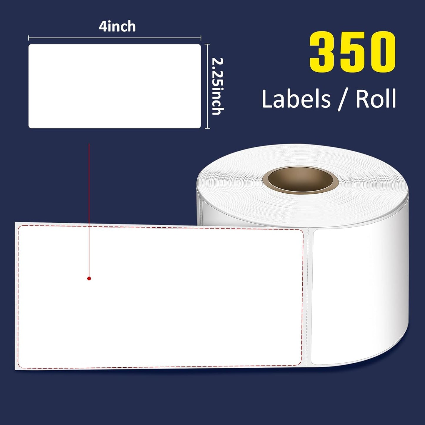 L LIKED 2.25" x 4" Direct Thermal Labels, Permanent Adhesive Shipping Postage Label & Compatible with Rollo, Zebra and Other Desktop Printers (1 Roll, 350 Labels)