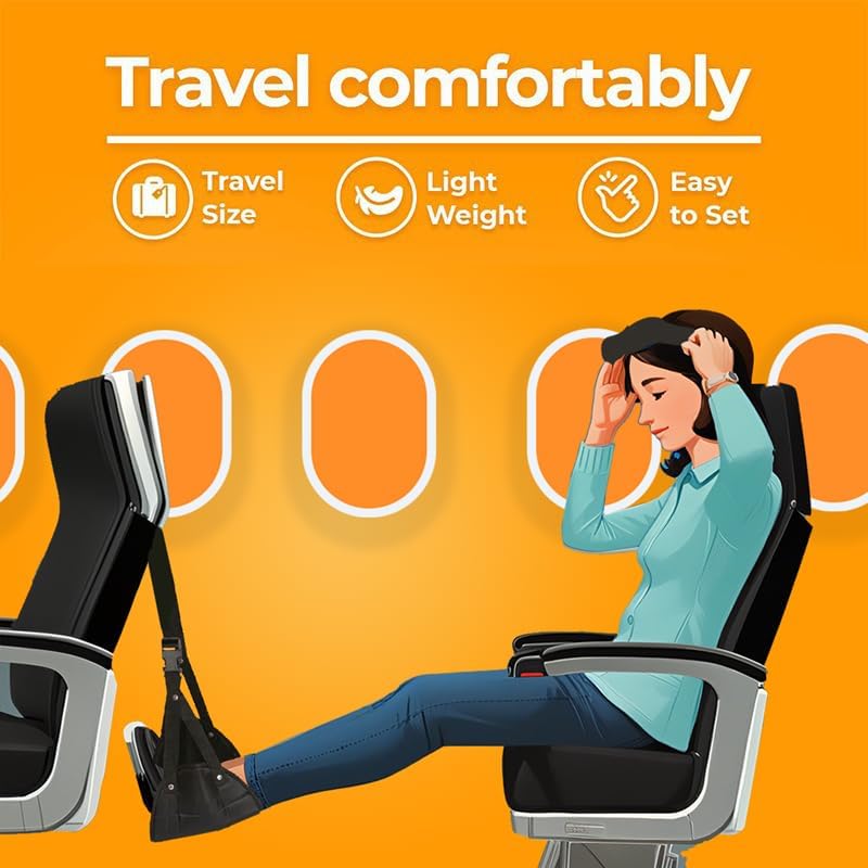 Adjustable Foot Hammock for Airplane Travel Accessories, Footrest Black, Desk Foot Hammock for Travel Airplane Comfy Foot Hanger (2pcs)