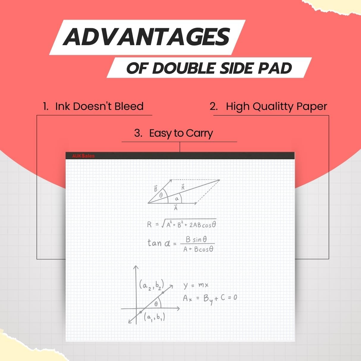 Graph Paper Pad 22"x17", 50 Sheets, Double Sided, 1/4 Inch Grid, 80 GSM, Engineering Drafting Paper for Designers, Blueprint Sketching, Grid-Based Graphing for Architecture, School, Office