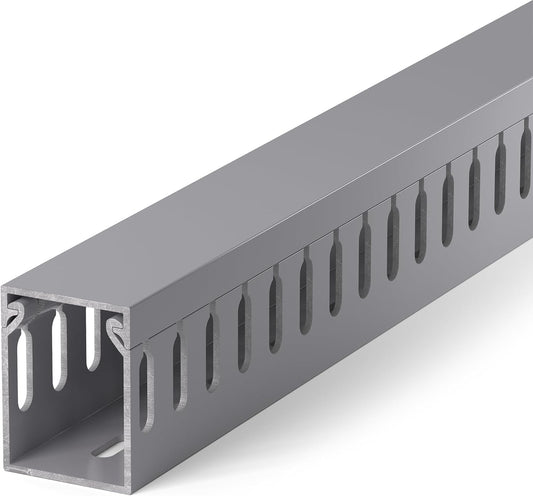 94.5in(6X L15.7in) Professional Server Rack Cable Management Raceway, H1.6in x W1.2in Cable Raceway Kit, Electrically Safe PVC Open Slot Wire Raceway for Under Desk/Computer/Network Cords, Grey