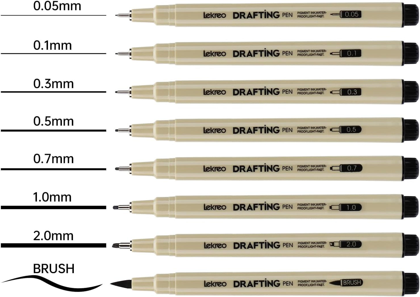 Micron 8 Counts Fineliner Pens - Archival Black Ink Pen - Assorted Points Sizes 0.05mm to 2mm Ultra Fine Tips & Brush Pens for Writing, Drawing, or Bullet Journaling (8 Point Sizes)