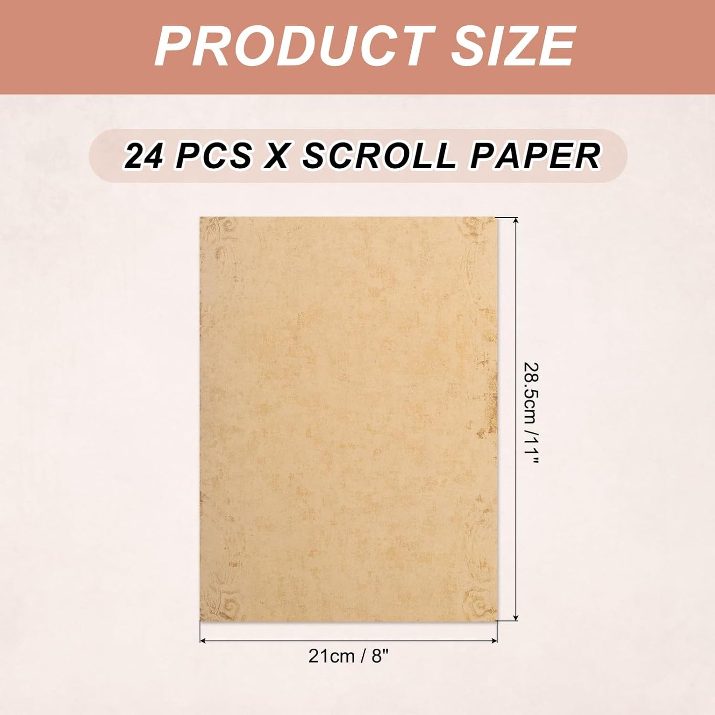 MECCANIXITY 24 Sheets Vintage Cotton Paper Printer Edge Paper Thick 120 GSM, Classic for Letter Writing, Invitations, Wedding-8 x 11 Inch,Warm Orange Yellow