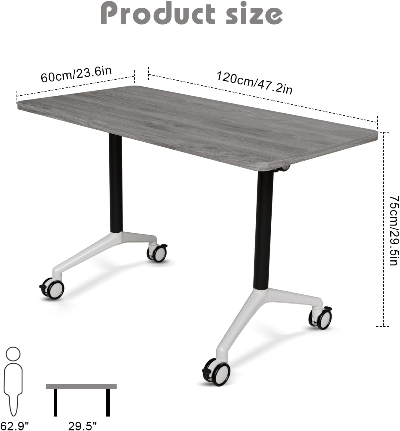 Conference Room Table with Flip-Top Design for Dynamic Meetings, Business Table Computer Desk with Heavy-Duty Frame,Foldable Seminar Meeting Tables for Home Office (2, B, 47.2IN)