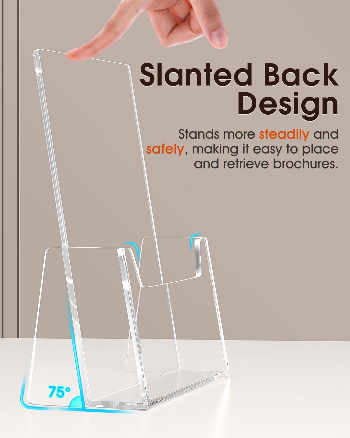 MaxGear Brochure Holder 6 Pack, 6 Inches Wide Acrylic Display Stand Clear Pamphlet Holder Flyer Holder Rack Card Holder Countertop/Desk Organizer for Trifold, Booklet, Literature, Magazine