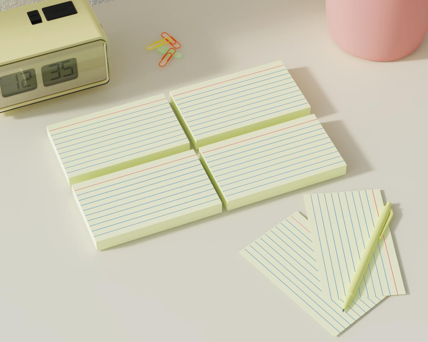 Cream Index Cards 3x5, 200 Pack, Ruled Index Cards, Flash Cards for Studying, Heavy Note Cards for Office, Home and School, 4 Packs of 50