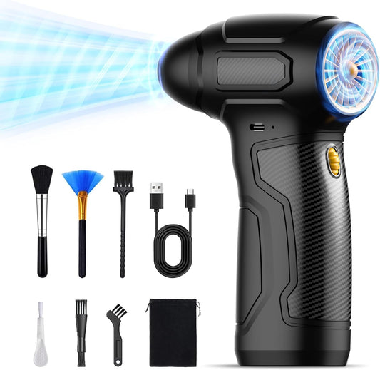 Compressed Air Duster - 200,000RPM Electric Air Duster, Canned Air Blower Alternative for PC, Keyboard, Building Toys, Campfire, Leaf, Home Cleaning (Yellow)