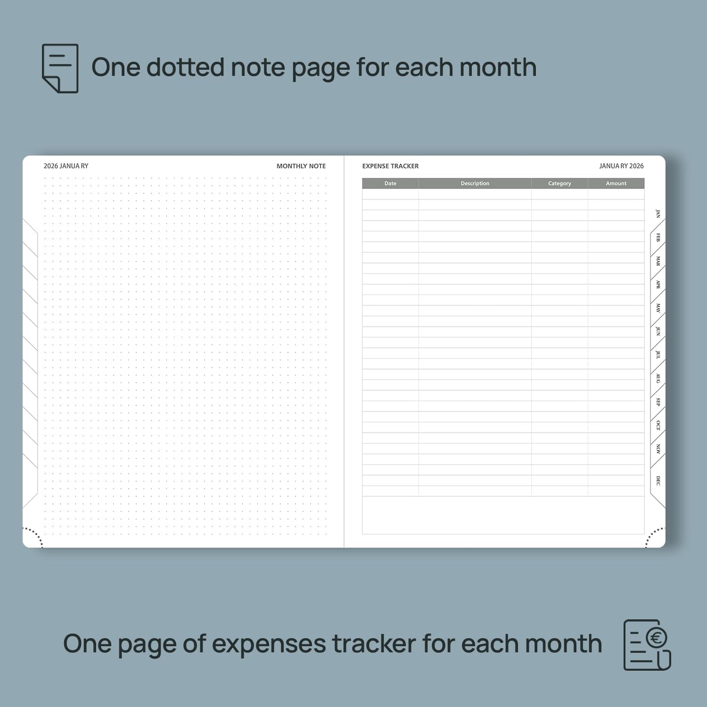 POPRUN Monthly Planner 2026-2027 (Large- 8.5" x 10.5" Soft Cover), 18-Month Calendar Book (Jan.2026 - Jun. 2027), Calendar Planner with Monthly Tabs & Pocket, 100 GSM Paper - Blue
