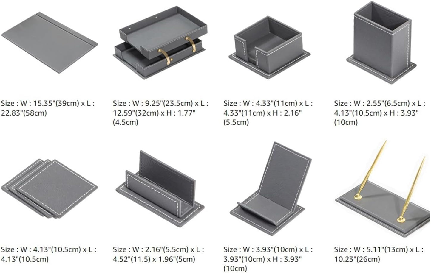 MOOGCO Bonded Set - Desk Accessories - Leather Desk Organizer - Bonded Leather Set - Office Desk Accessories - Home Office Accessories - Desk Supplies - Leather Desk Set - Office Accessories
