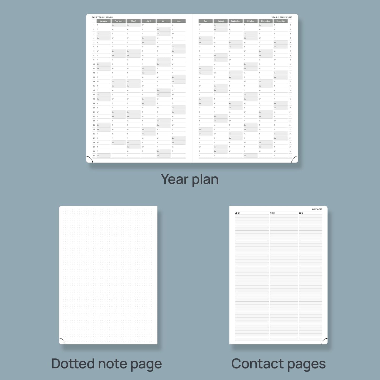 POPRUN 2026 Daily Planner One Page Per Day Even Weekends A4 Large Size (8.5" x 12") - 12 Months Calendar Hourly Appointment Book with Inner Pocket, Pen Holder, Hardcover - Violet