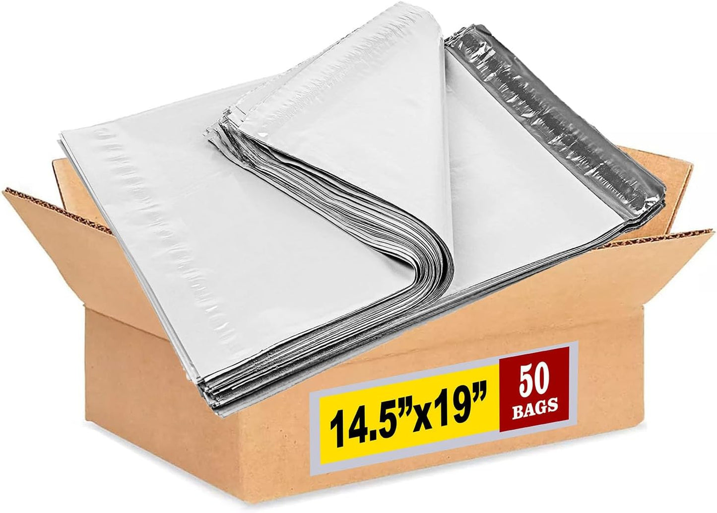 iMBAPrice 50 - 14.5x19 Premium Matte Finish Self-Sealing Non-Padded White Poly Mailers/Mailing Envelopes/Bags (iMBA-6PM-50)