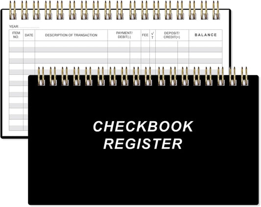 Check Registers for Personal Checkbook - A6 Blank Ledger Transaction Registers for Personal, Check Register Book for Checking and Saving Account, Deposit and Credit Card, 3,75" x 6.75", Black