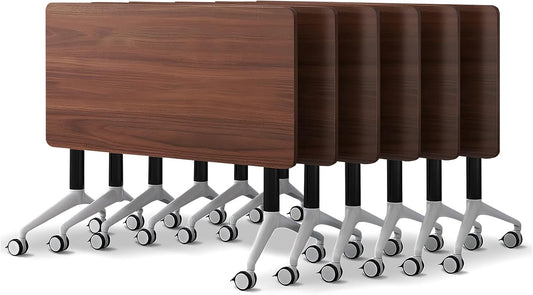Conference Room Table with Flip-Top Design for Dynamic Meetings, Business Table Computer Desk with Heavy-Duty Frame,Foldable Seminar Meeting Tables for Home Office (6, A, 47.2IN)