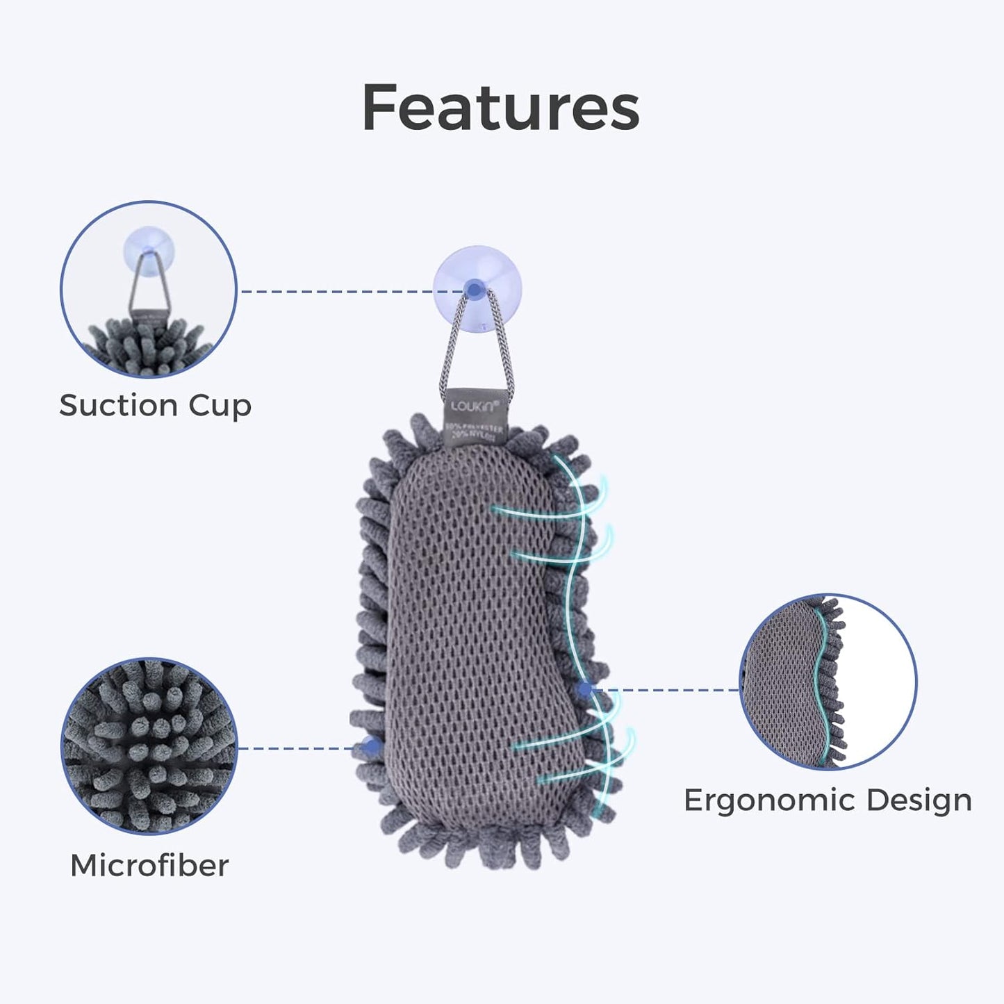 loukin Shag Dry Erase Eraser(4 Pack), Microfiber Whiteboard Eraser, Washable Glass Board Erasers, for Classroom, Home and Office Use (2 Bottles of 3.4 fl oz Whiteboard Cleaner Included)