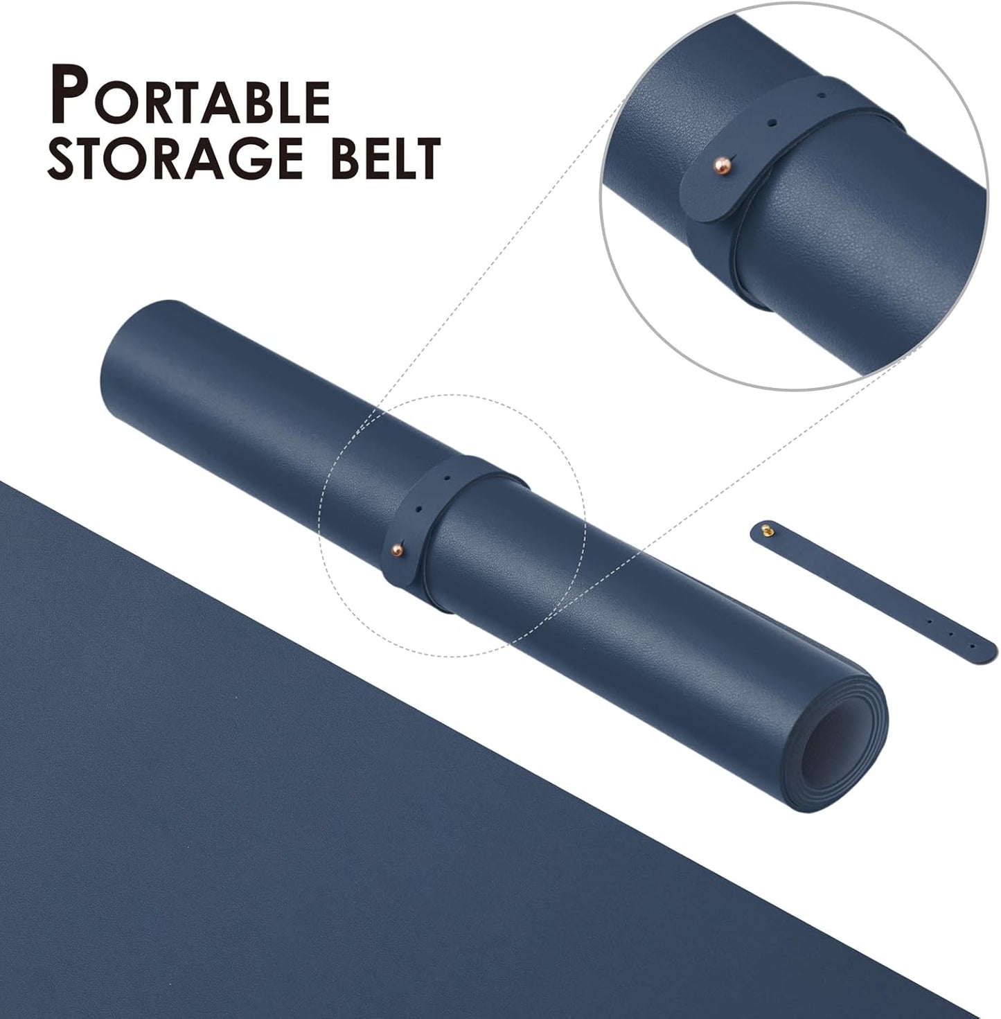 Leather Desk Mat - Small Non-Slip PU Desk Pad for Office and Home - Desk Organization and Accessories - Ideal for Large Mouse Pad and Small Desk Mats on Top of Desks (Dark Blue,23.6"x 13.8")