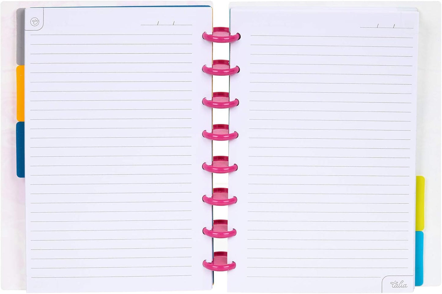 Talia Discbound Notebooks, Planner, Customizable, (Pink Marble Flow w/90's Pink Discs, Junior (5.5in x 8.5in))