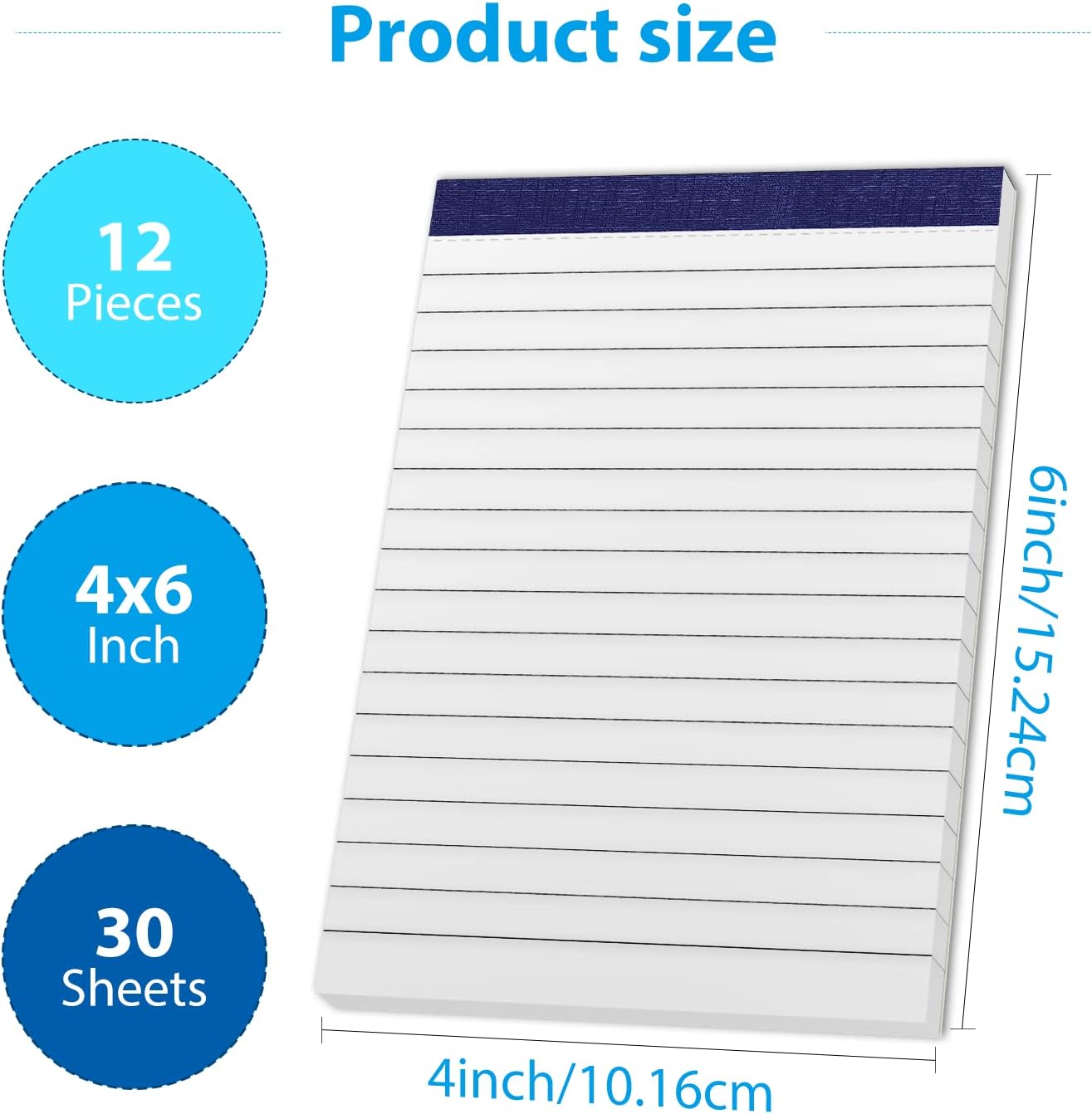 12 Pack Note Pads 4x6 Inch Small Lined Writing Memo Pads Refills Easy Tear no Rip Writing Pads with 30 Sheets Each Pad Narrow Ruled Mini Pocket Notebook Daily Planning and Organization of Work White