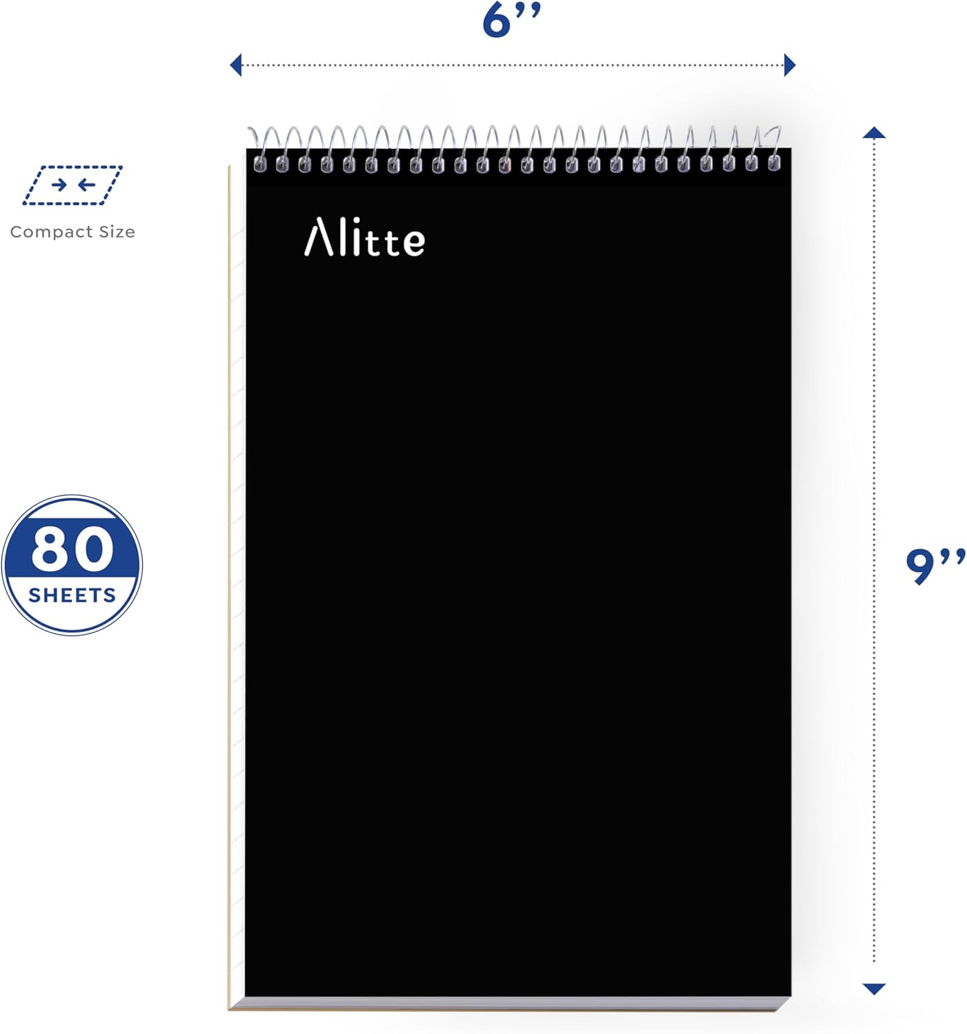 Steno Pads Spiral 6x9-12 Pack - Gregg Ruled, Perfect for Work, School, and Home Use, Easy Tear-Off Pages, White Paper - No Ink Bleeds - 80 Sheets