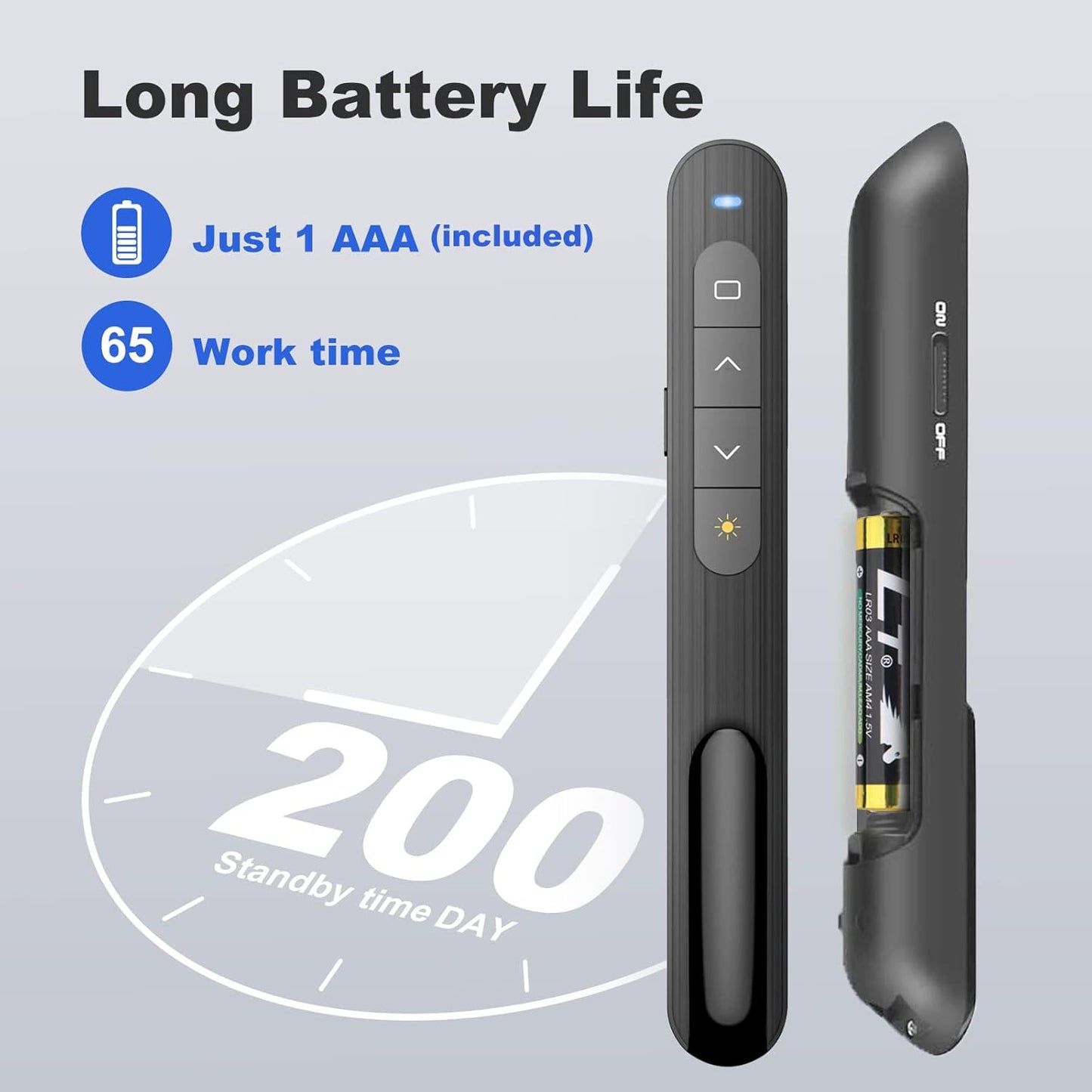 Presentation Clicker PowerPoint Clicker with Red Light, Wireless Presenter Remote Slide Clicker for Powerpoint Presentations for Mac, Keynote, Computer, Laptop