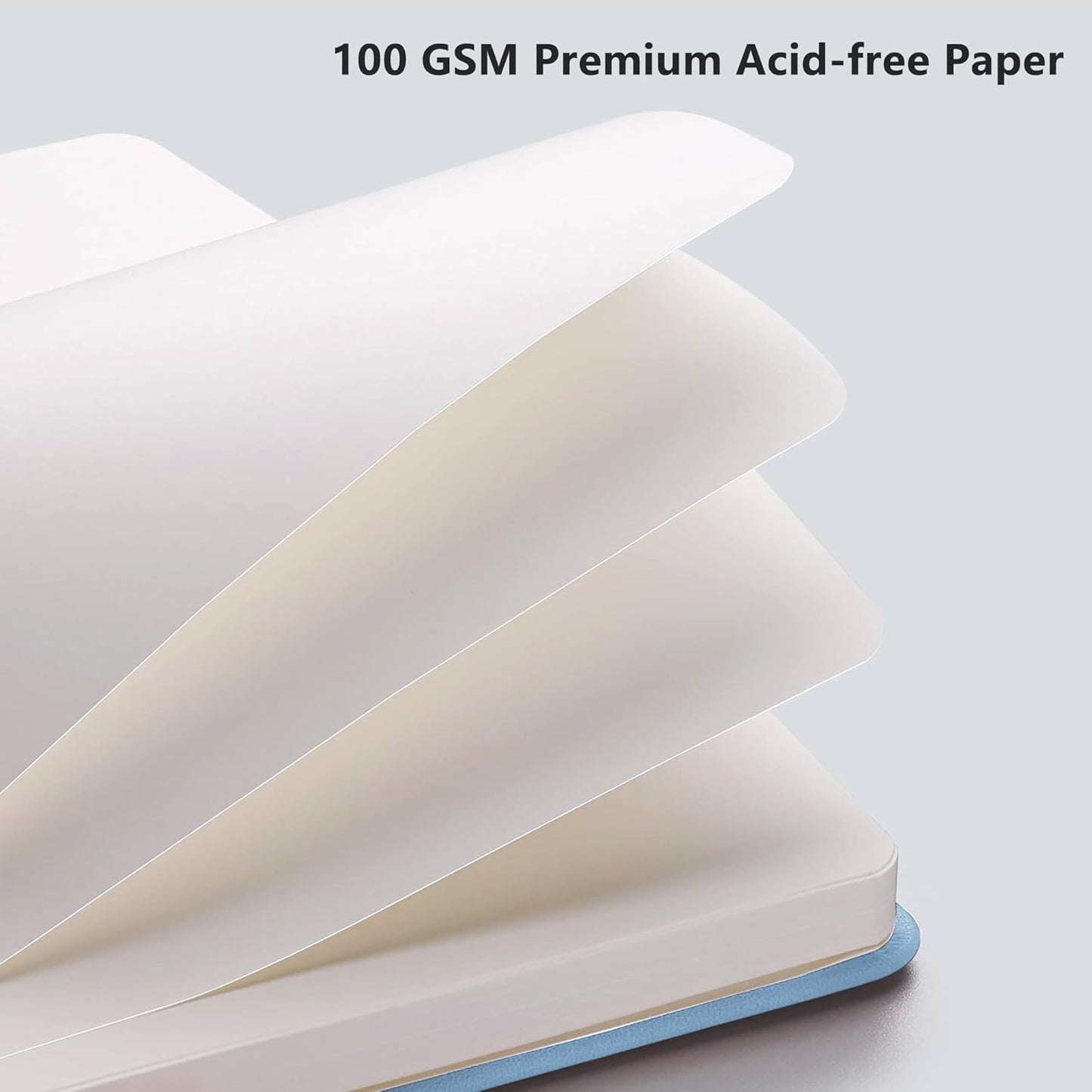 RETTACY Blank Journal Notebook, 192 Pages, A5 Medium Size (5.7'' x 8.3''), Leather Hardcover, 100 GSM Thick Paper, for Sketching, Drawing, Painting (Light Blue)