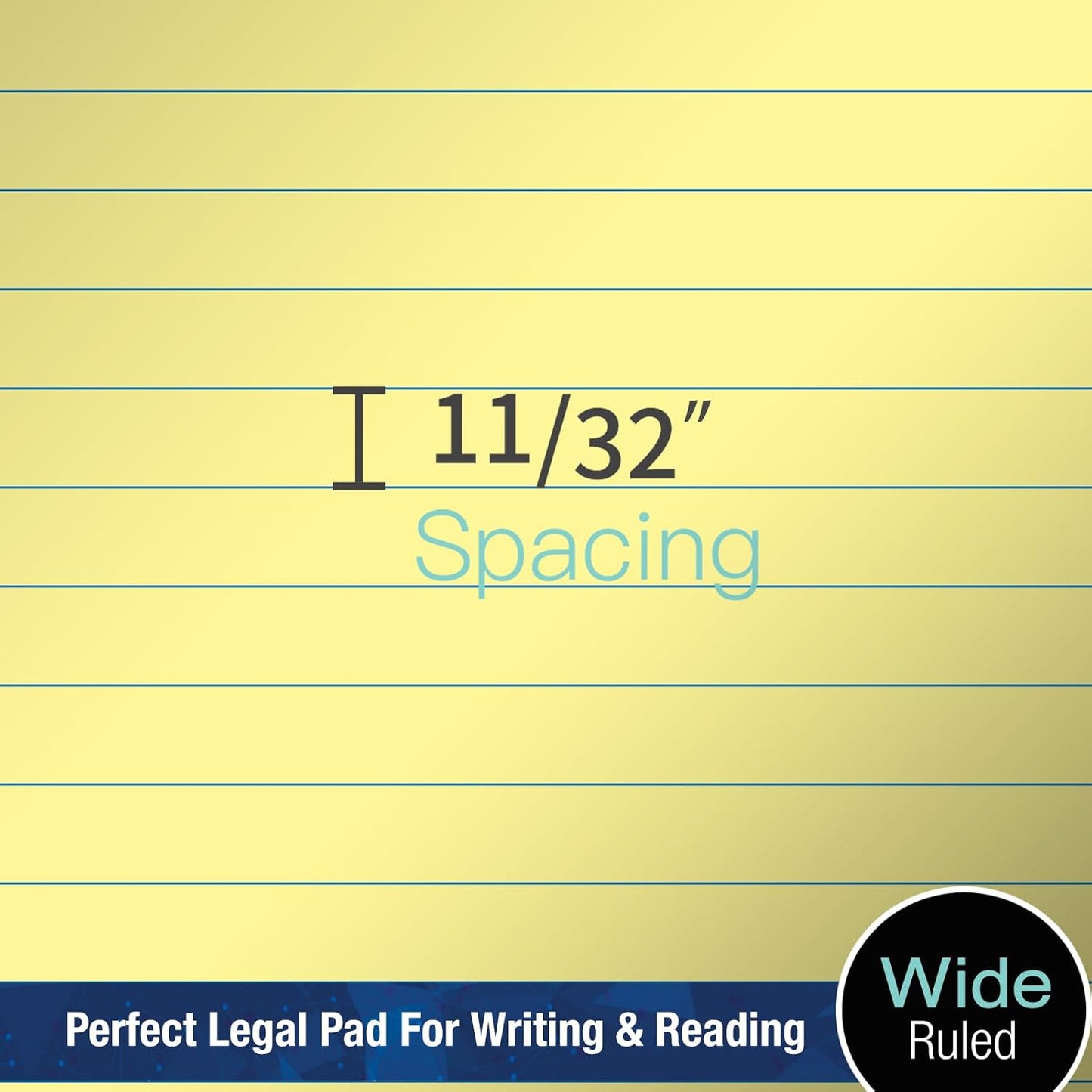Woodlake Legal Pads 8.5 "x 11" – 6‑Pack, Wide Ruled, Premium Yellow Paper Pad No ink Bleed, Micro‑Perforated Writing Pads,50 Sheets, Letter Size Note pads for School, Office & Home, Made in USA