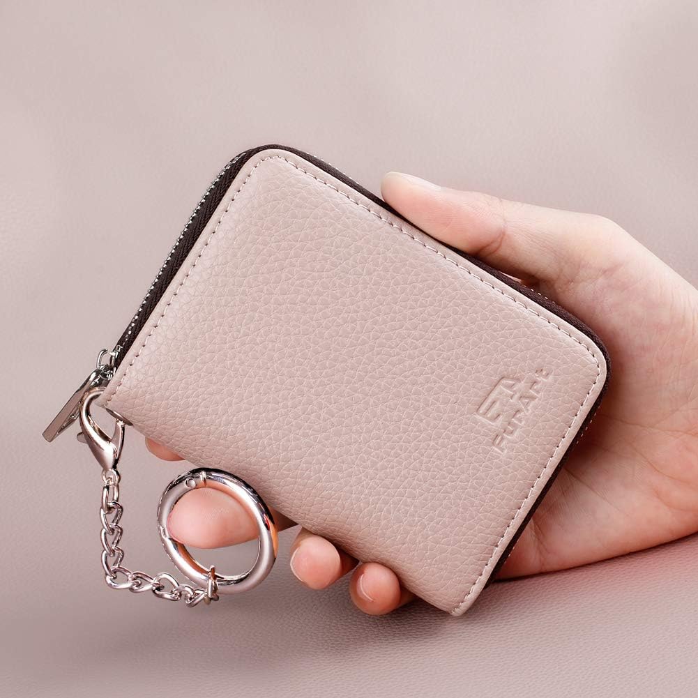 FurArt Zipper Wallet Women, RFID Blocking Credit Card Wallet, Business Card Holder, Compact Size KeyChain Wallet