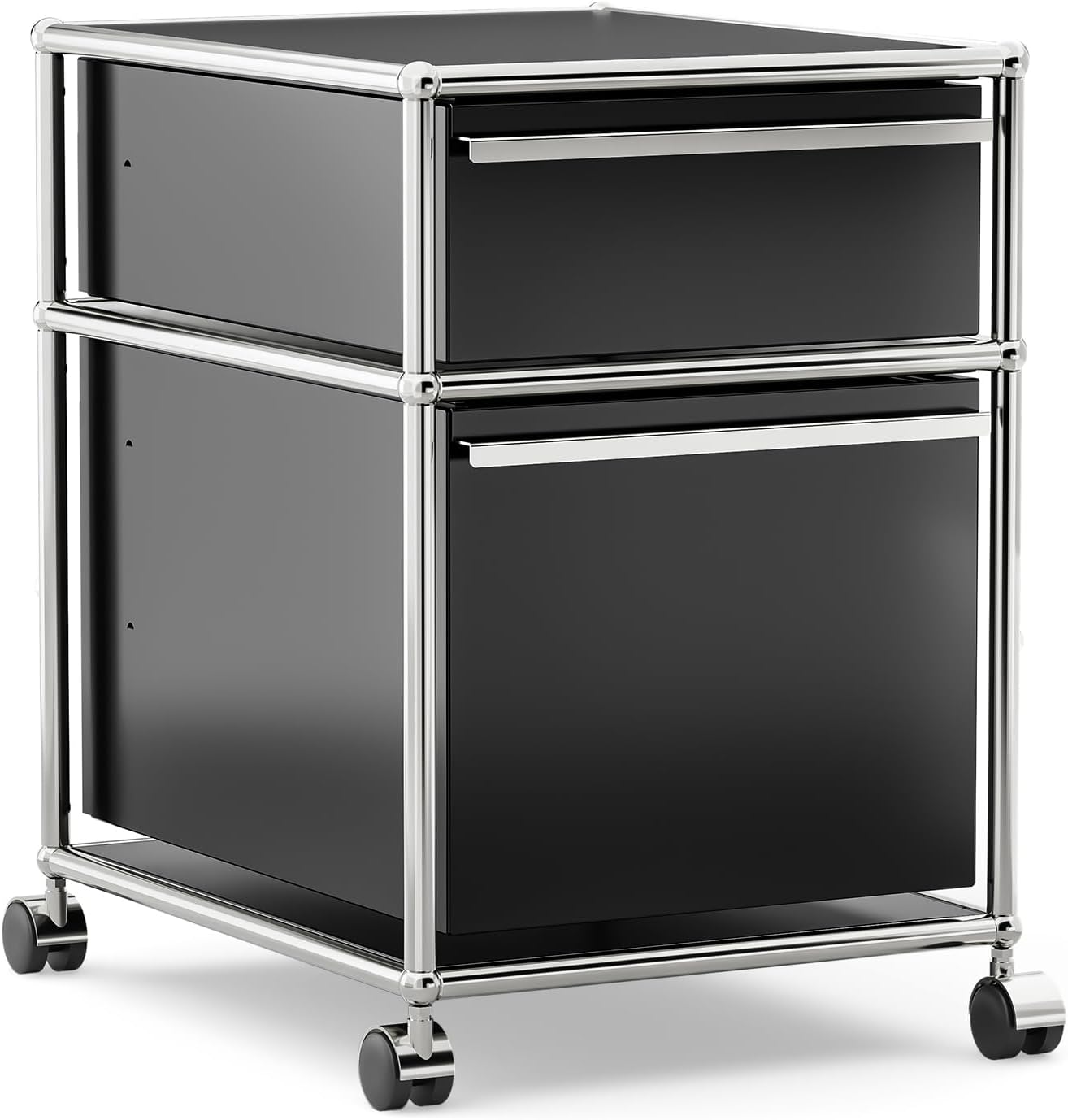 Steel Mobile File Cabinet for Office & Home with 360° Silent Wheels, Smooth Drawer Slides, Large Capacity, Waterproof and Rust-Proof, Stylish & Durable Storage Cabinet (2 Drawer, Black)