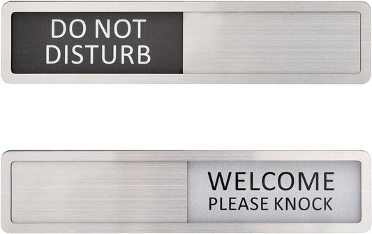 Kichwit 304 Stainless Steel Do Not Disturb Sign, Privacy Sign for Offices or Homes, Welcome Please Knock