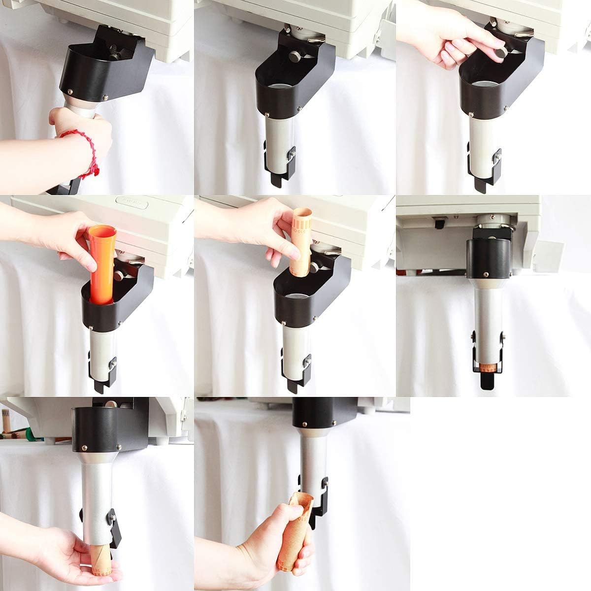 Ribao Coin Tube Connector, 4 Coin Tubes and Coin Bags Set for Coin Counter and Coin Sorting Machines CS10S/CS-2000/HCS-3300/HCS-3500AH