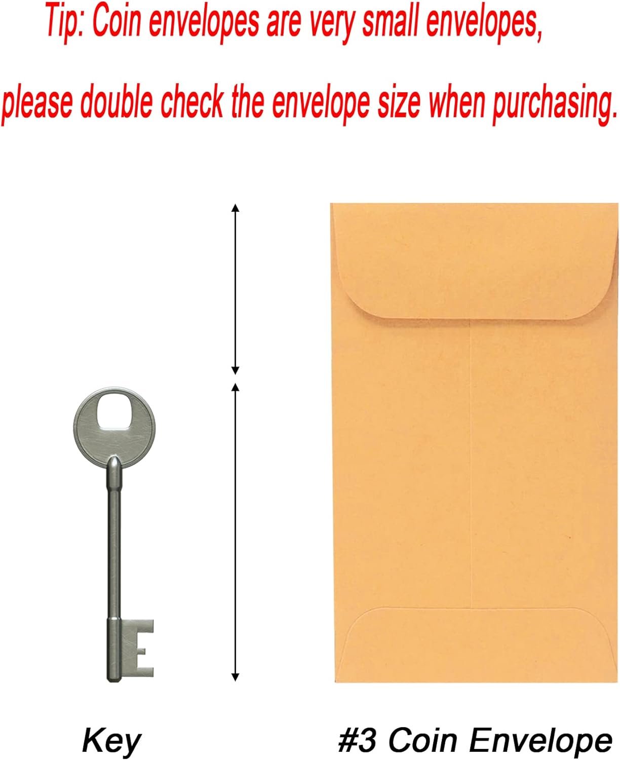 200PCS #3 Coin Envelopes 2.5x4.25 inches Brown Kraft Envelopes Classic Small Parts Gummed Flap for Coins, Cash, Credit Cards, Seeds