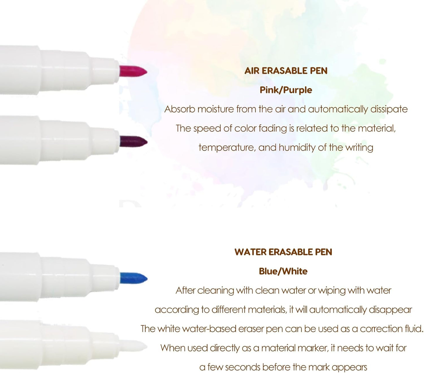 Water Erasable Fabric Marking Pens for Sewing, Blue Single Head, DIY Tailoring Tool, 10 Pack