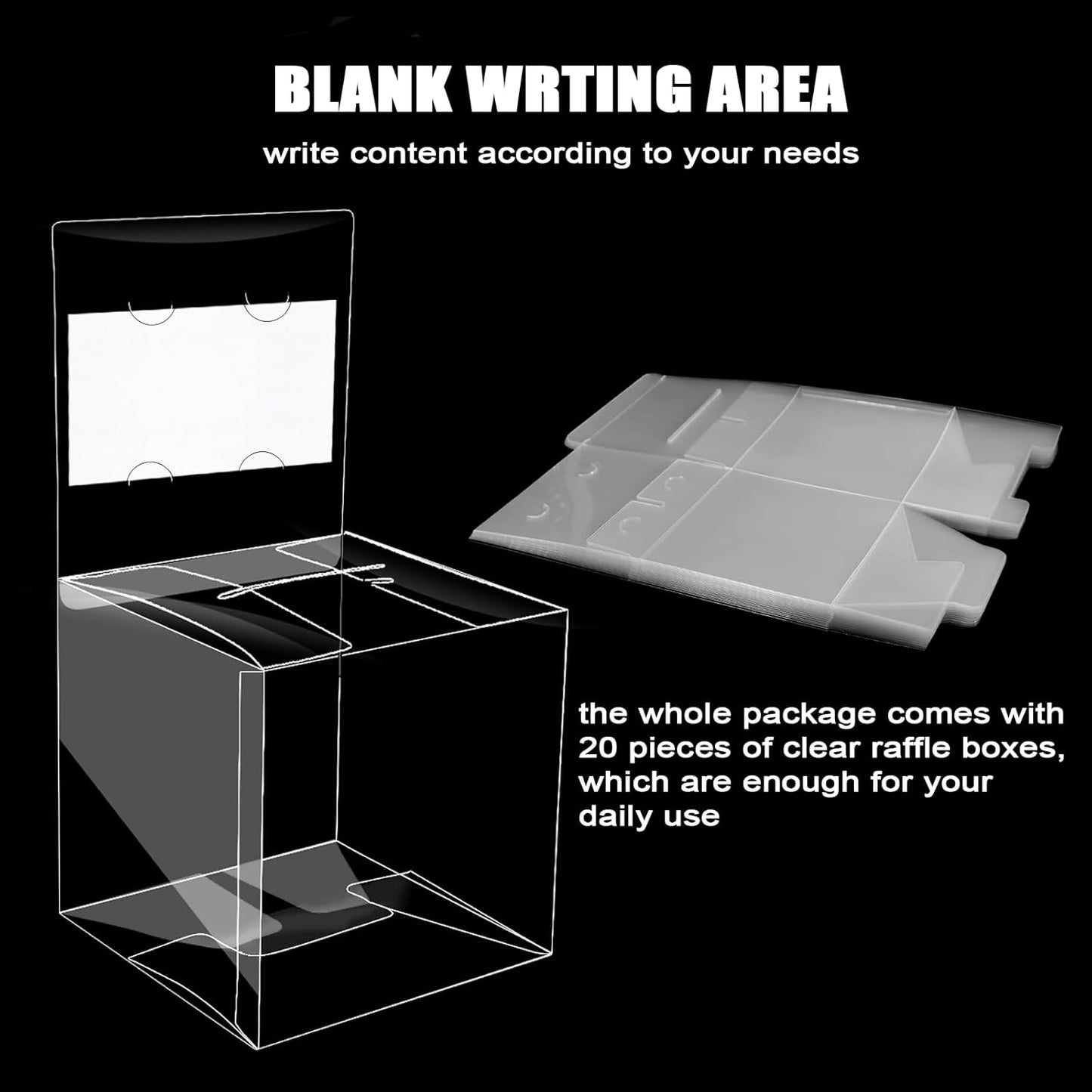 Ysglory 20 Pack Clear Raffle Ticket Box Suggestion Voting Box with Slot Donation Ballot Boxes for Collecting Business Card Voting Contest, 6 x 6 x 6 Inches (Clear)