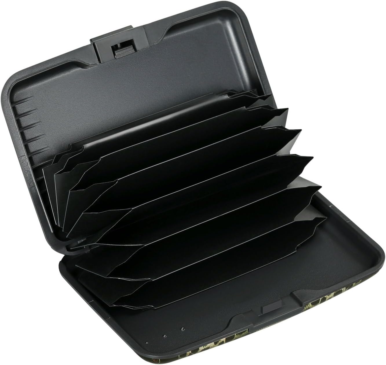 ELFISH Mini RFID Aluminum Wallet Credit Cards Holder Business Card Case Metal ID Case for Men Women(Black Leopard)