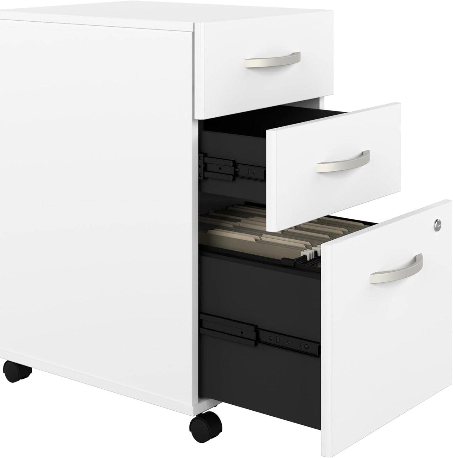 Bush Business Furniture Studio C 3 Drawer Mobile File Cabinet in White